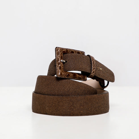 Cintura Donna DOTTI <br>Razza Marrone Chiaro, Coccodrillo <br> 36mm